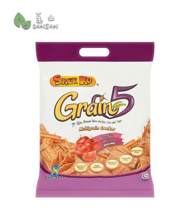 Snek Ku Grain 5 Tomato Flavour Multigrain Cracker [8 Convi-Packs 128g] - Bansan Penang