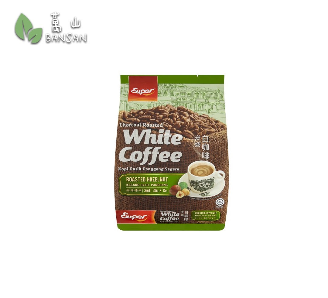 Super Roasted Hazelnut 3 in 1 Charcoal Roasted White Coffee 15 Sachets x 36g (540g) - Bansan Penang